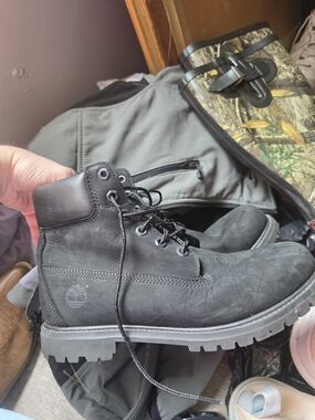 Timberland Black Nubuck Lace-Up Work Boots